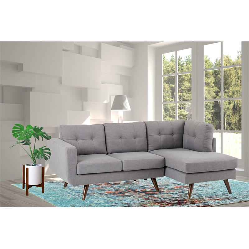 New Spec Mid Century Drake Upholstery Fabric Sectional In Light Gray