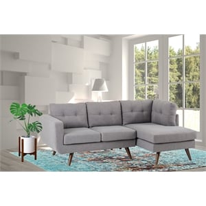 New Spec Mid Century Drake Upholstery Fabric Sectional In Light Gray