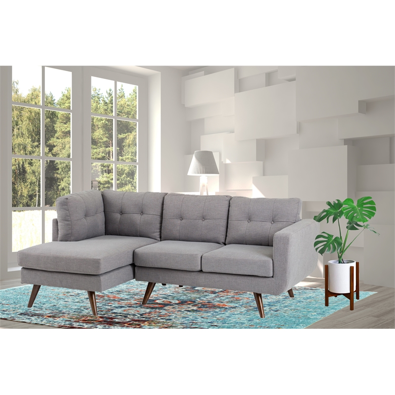 New Spec Mid Century Drake Upholstery Fabric Sectional In Light Gray