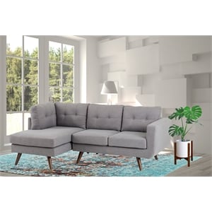New Spec Mid Century Drake Upholstery Fabric Sectional In Light Gray