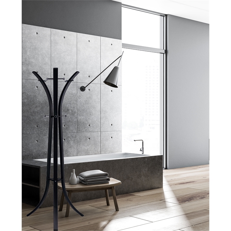 New Spec Mid Century Modern Metal Coat Rack in Black