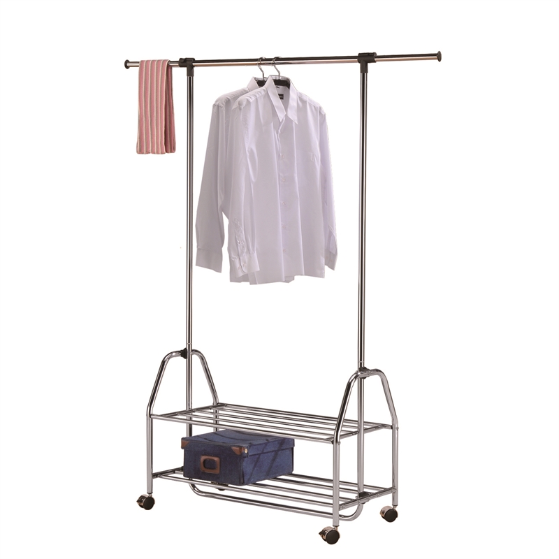 New Spec Adjustable Metal Mobile Garment Rack in Chrome