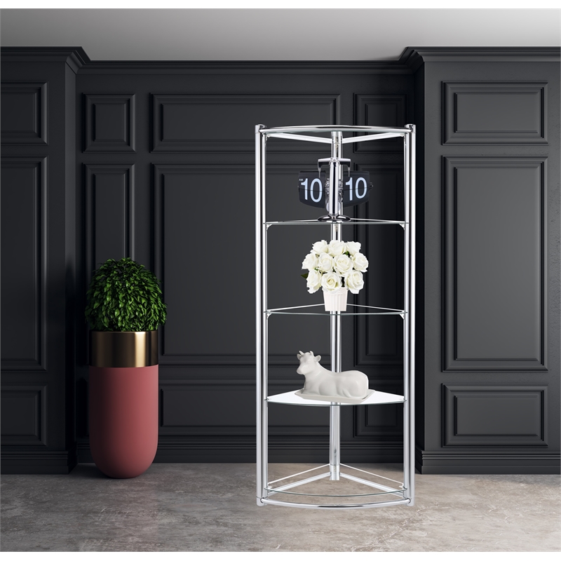 New Spec Contemporary Triangle Display Shelf Tempered Glass In Chrome