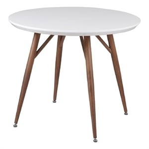 New Spec 42&quot Round Glossy Dining Table Metal Painting Wooden In White