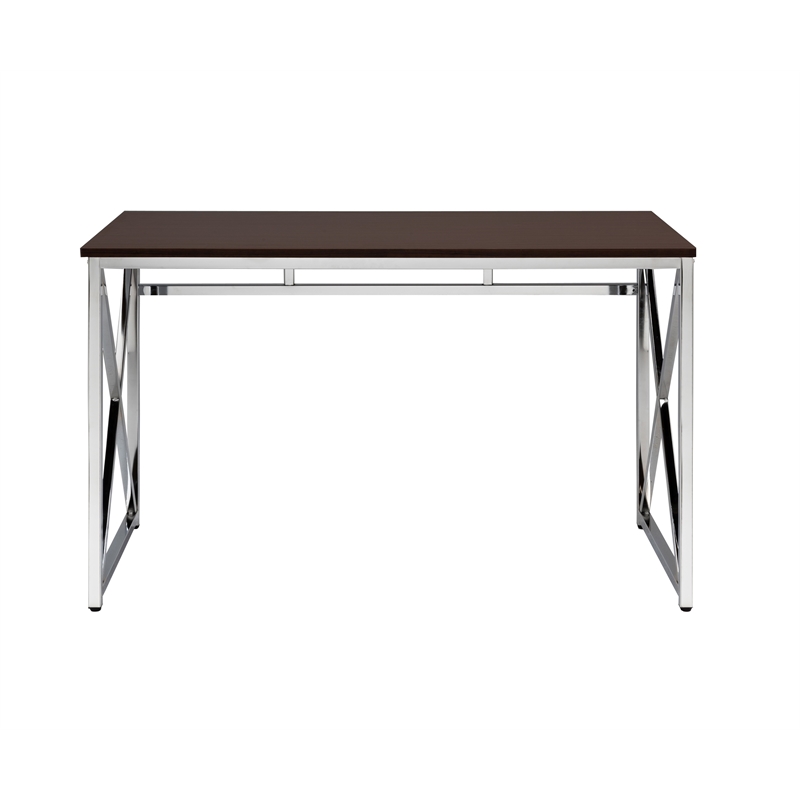 Contemporary Madison Art Desk Wooden Espresso & Chrome Color