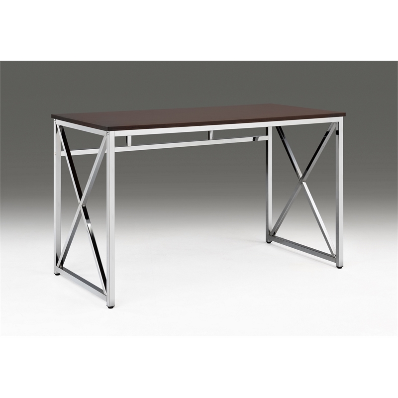 Contemporary Madison Art Desk Wooden Espresso & Chrome Color