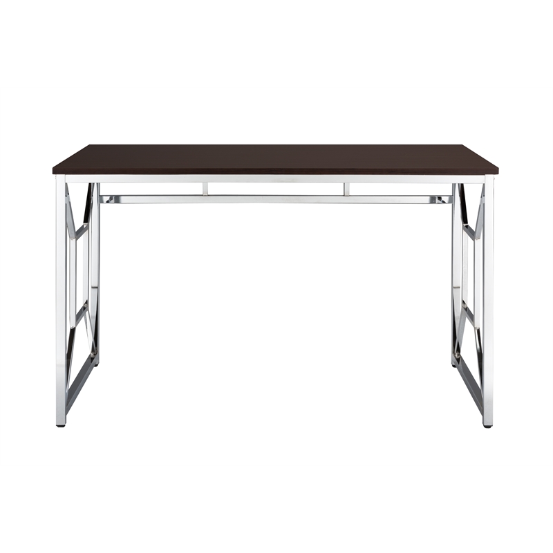 Contemporary Martha Art Desk Of Wooden Espresso & Chrome Color