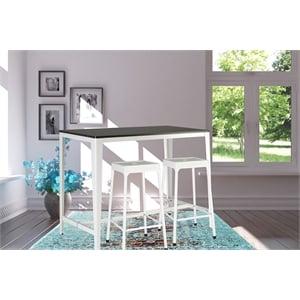 3 Pcs Farmhouse Monoco Counter Height Table Wooden Espresso/Metal White Color
