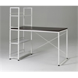 Smart Desk Reversible With Bookshelf Of Wooden Brown and White Powder Coating