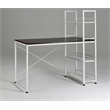 Smart Desk Reversible With Bookshelf Of Wooden Brown and White Powder Coating