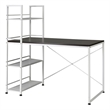 Smart Desk Reversible With Bookshelf Of Wooden Brown and White Powder Coating