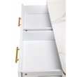 Modern White/Gold tone Sintered Matte Stone Top Coffee Table W/ Drawer