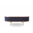 Modern Coffee Table White/Gray Sintered Stone Top & Gold With Drawer