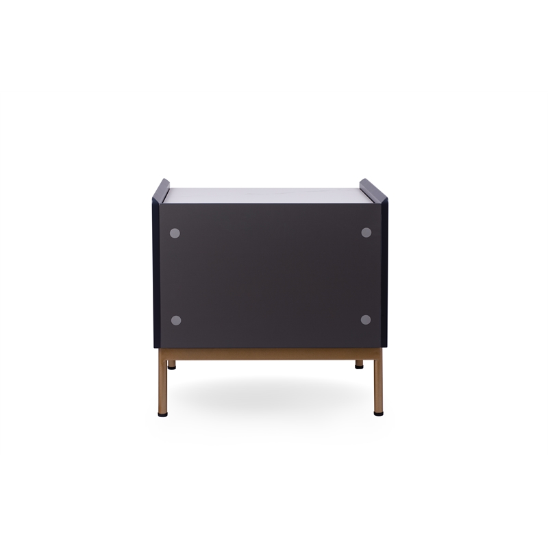 Modern White/Grey Night Stand Stone Tabletop & Gold Frame