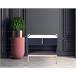 Modern White/Grey Night Stand Stone Tabletop & Gold Frame