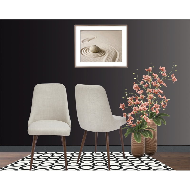 Oslo Mid Century Upholstery Dining Chair In Beige Set of 2