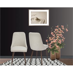 Oslo Mid Century Upholstery Dining Chair In Beige Set of 2