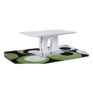63&quot Rectangular Modern Marble Faux Dining Table In White & Stainless Steel