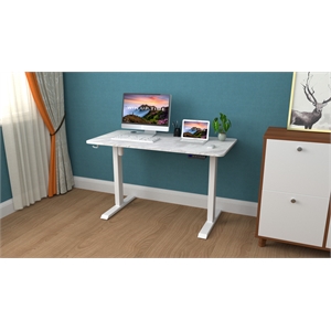 Electric Power Adjustable Height Standing Desk In White