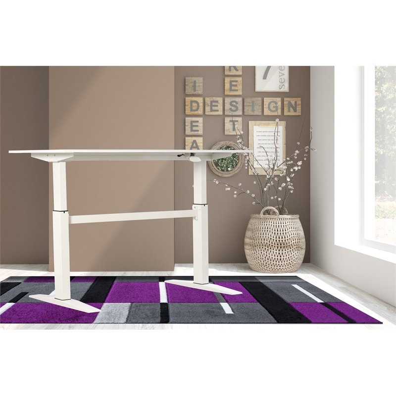 Adjustable Height Standing Office Desk  MDF Melamine Top In White Color