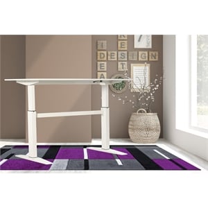 Adjustable Height Standing Office Desk  MDF Melamine Top In White Color