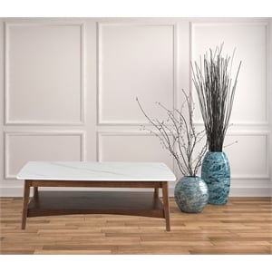 Luca Mid- Century Coffee Table Sintered Stone & Wooden Frame