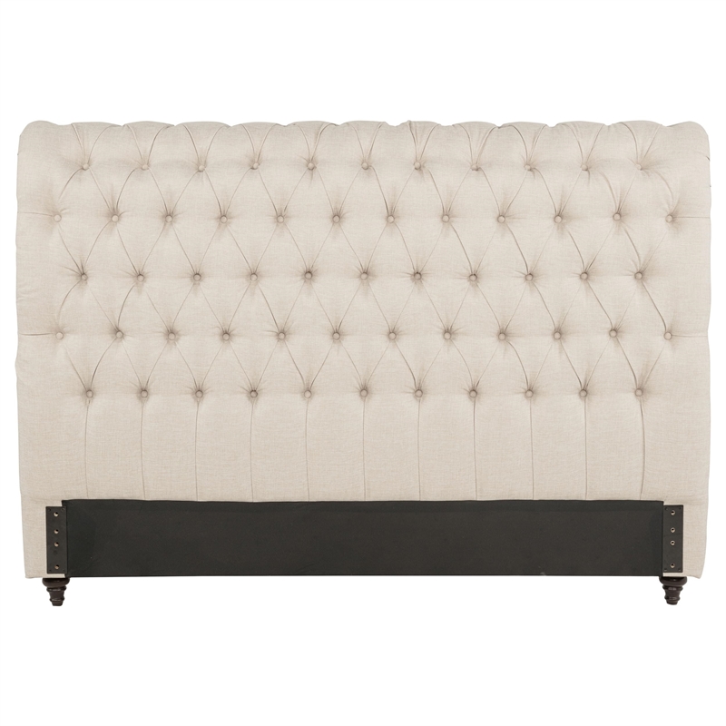Stonecroft Furniture Fallon Fabric King Button Tufted Headboard in Beige