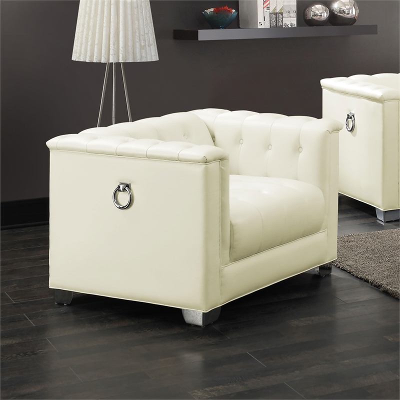 Stonecroft Furniture Bryant Tufted Faux Leather Chair in White