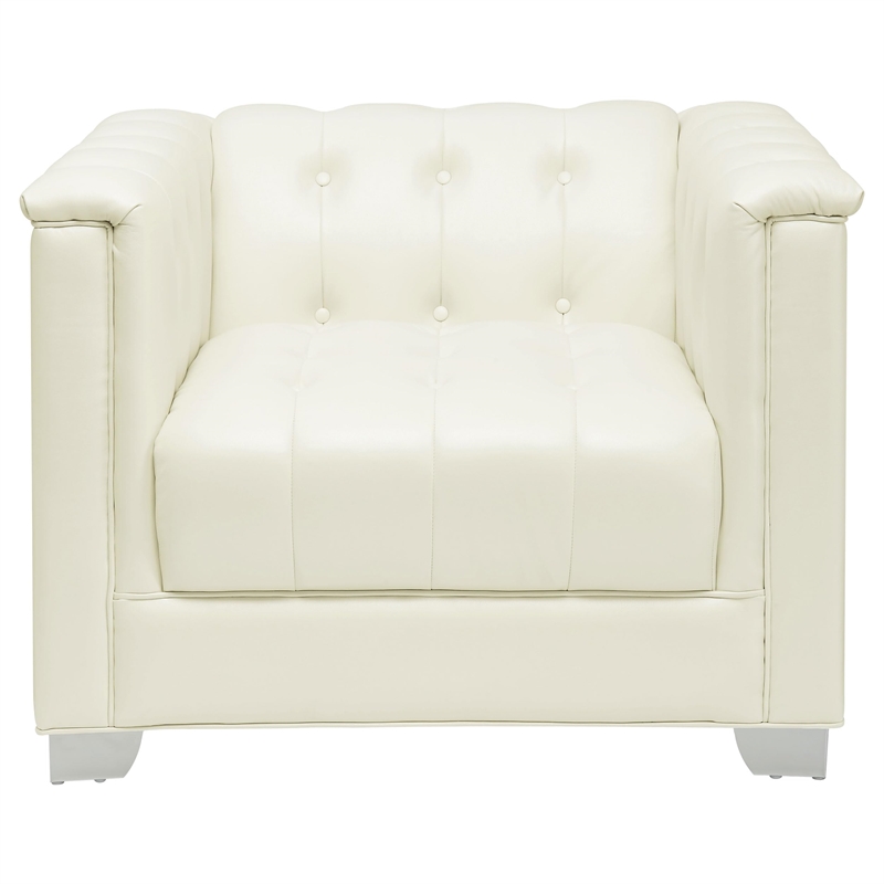 Stonecroft Furniture Bryant Tufted Faux Leather Chair in White