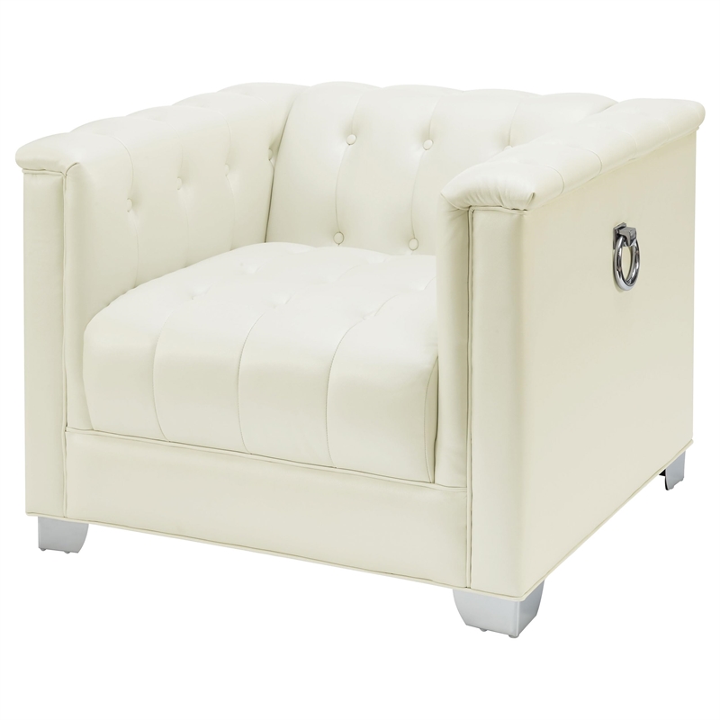 Stonecroft Furniture Bryant Tufted Faux Leather Chair in White