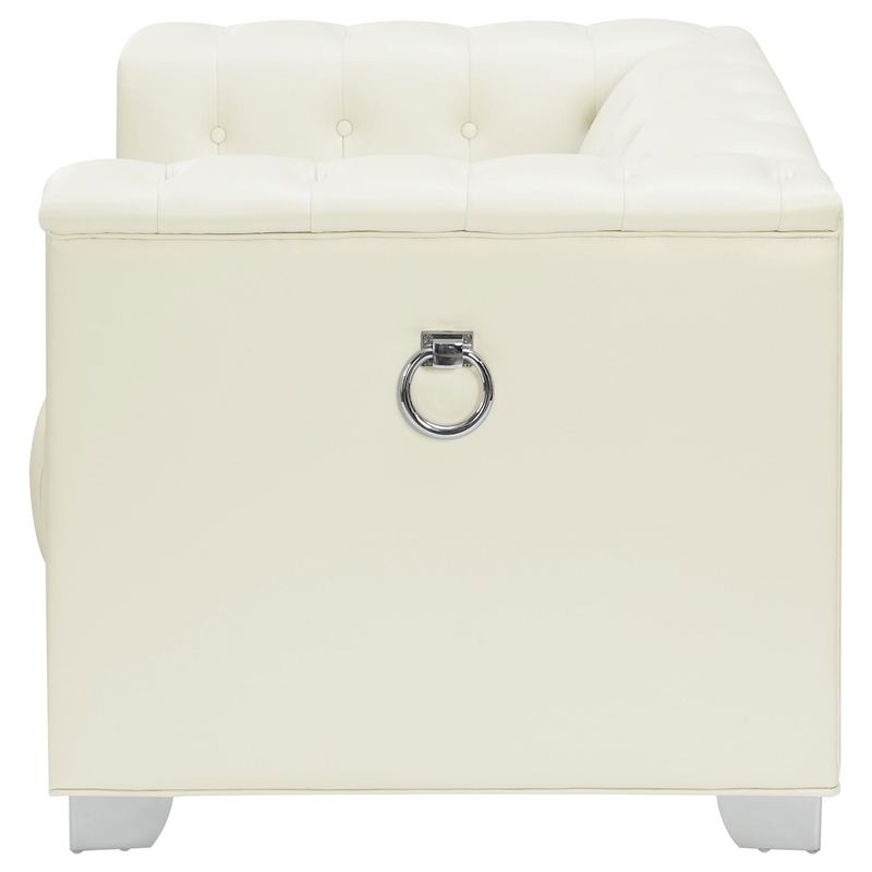 Stonecroft Furniture Bryant Tufted Faux Leather Chair in White