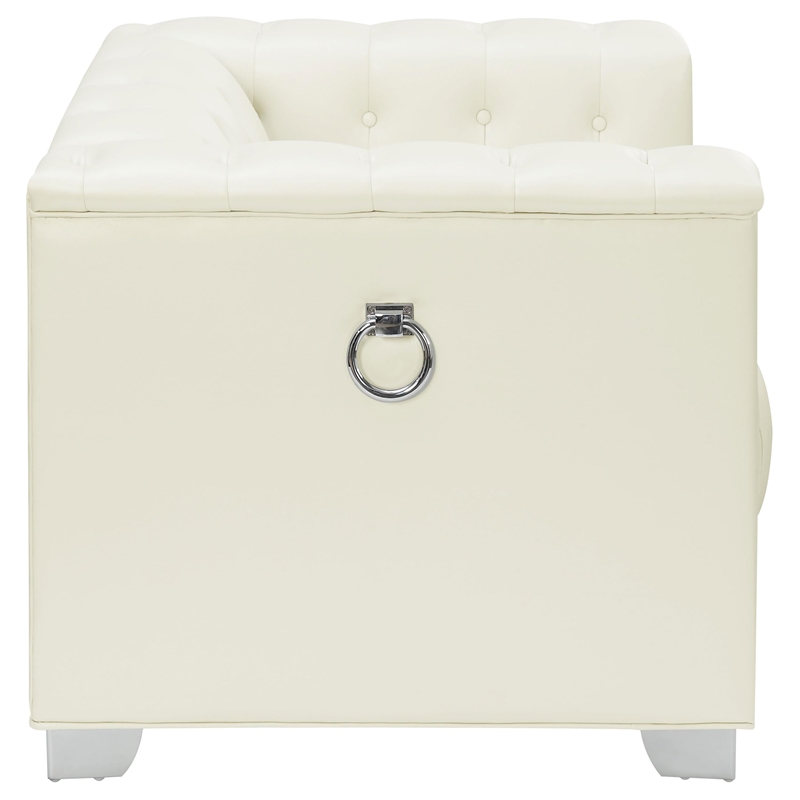 Stonecroft Furniture Bryant Tufted Faux Leather Chair in White