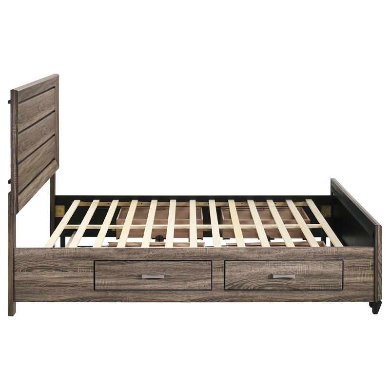 Stonecroft Furniture Wood Brown Queen Panel Bed Rectangular Storage Unassembled