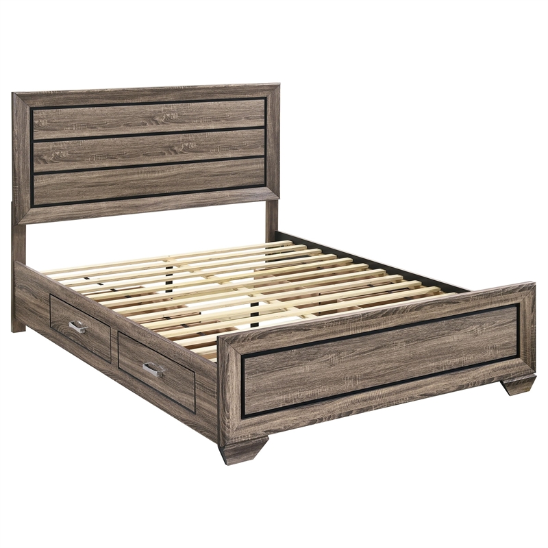 Stonecroft Furniture Wood Brown Queen Panel Bed Rectangular Storage Unassembled