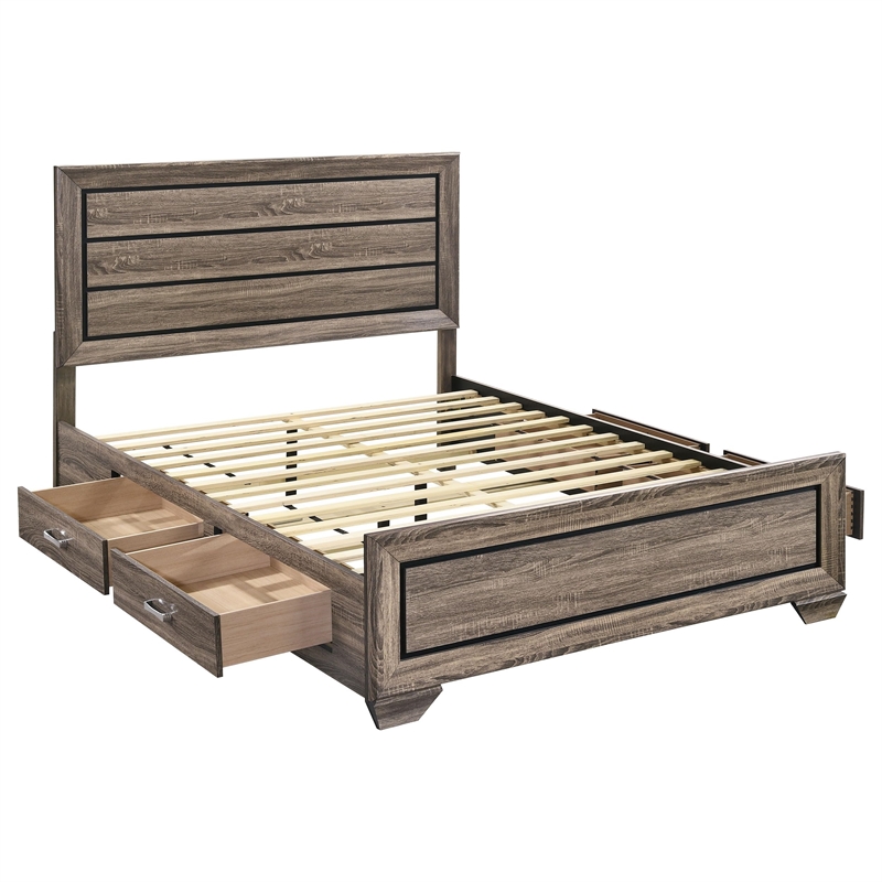 Stonecroft Furniture Wood Brown Queen Panel Bed Rectangular Storage Unassembled