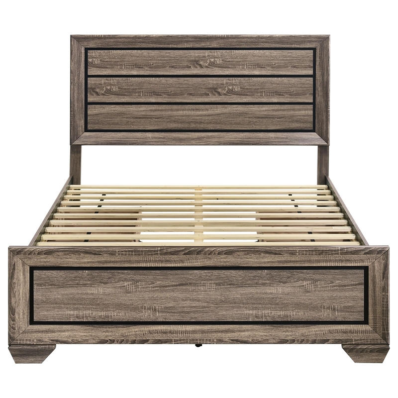 Stonecroft Furniture Wood Brown Queen Panel Bed Rectangular Storage Unassembled