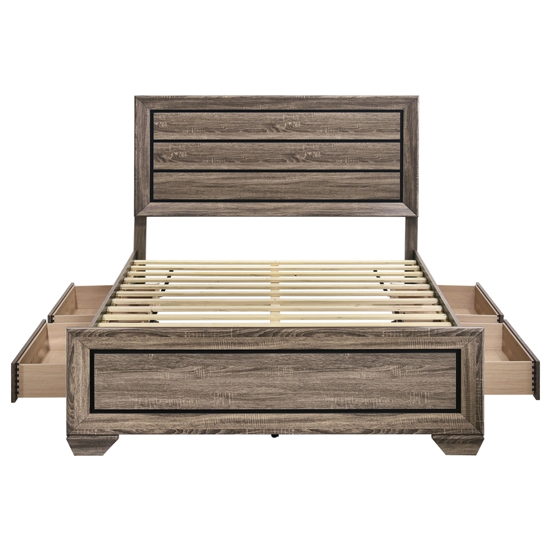 Stonecroft Furniture Wood Brown Queen Panel Bed Rectangular Storage Unassembled