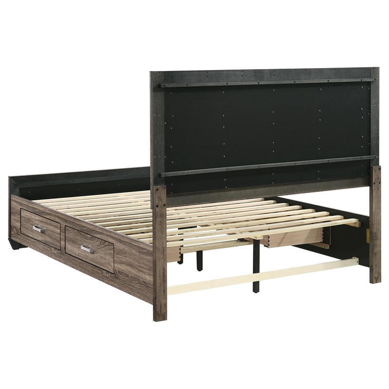 Stonecroft Furniture Wood Brown Queen Panel Bed Rectangular Storage Unassembled