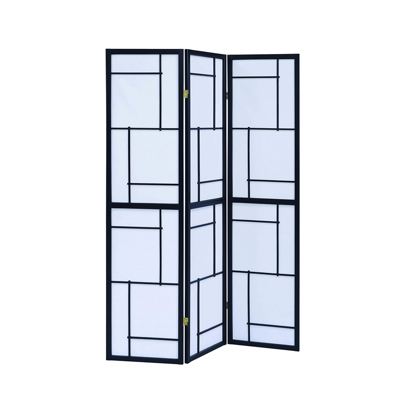 Stonecroft Park 3 Panel Folding Screen Room Divider in Black and White