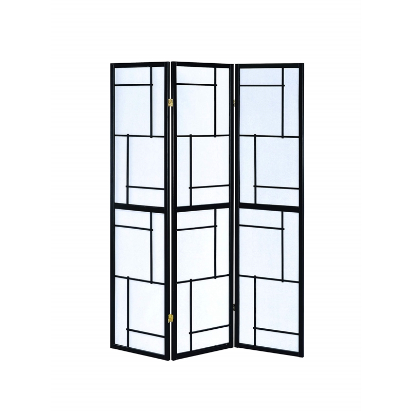 Stonecroft Park 3 Panel Folding Screen Room Divider in Black and White