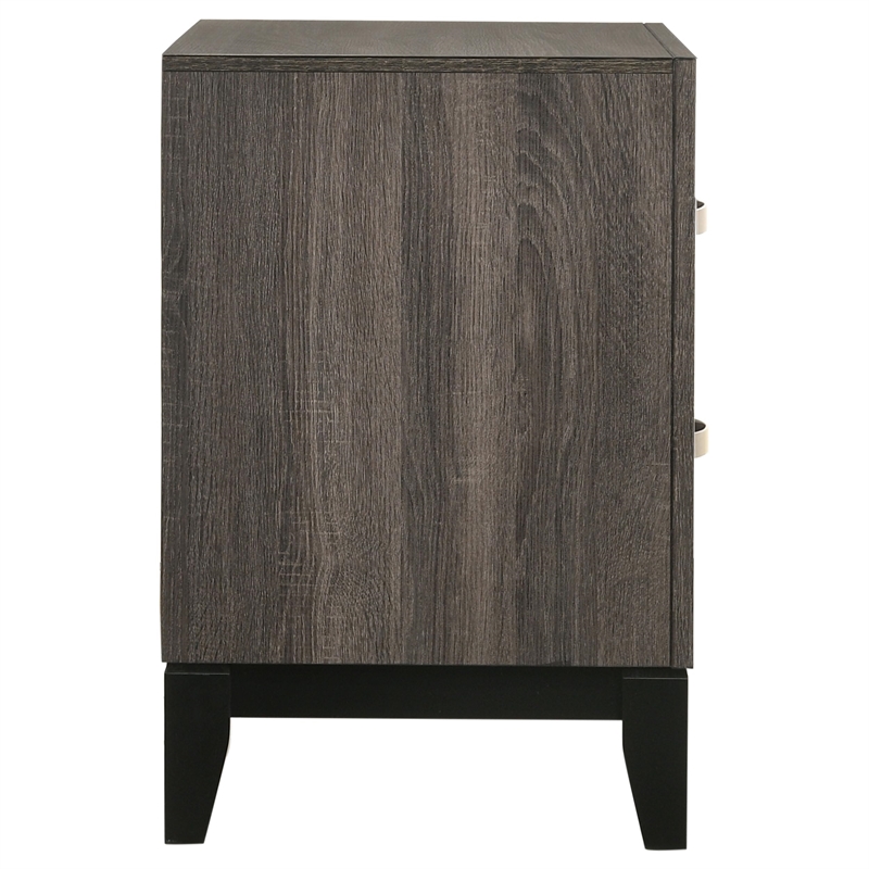 Stonecroft Columbus 2 Drawer Nightstand in Gray Oak and Black