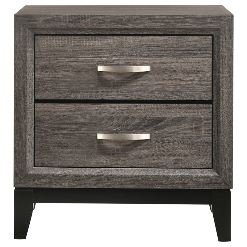 Stonecroft Columbus 2 Drawer Nightstand in Gray Oak and Black