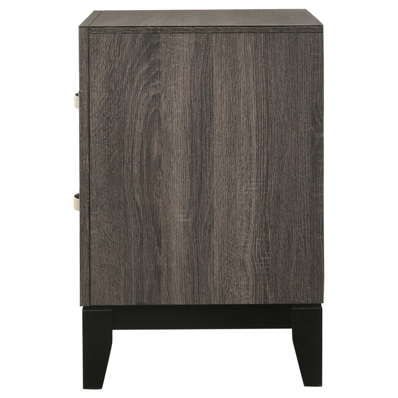 Stonecroft Columbus 2 Drawer Nightstand in Gray Oak and Black