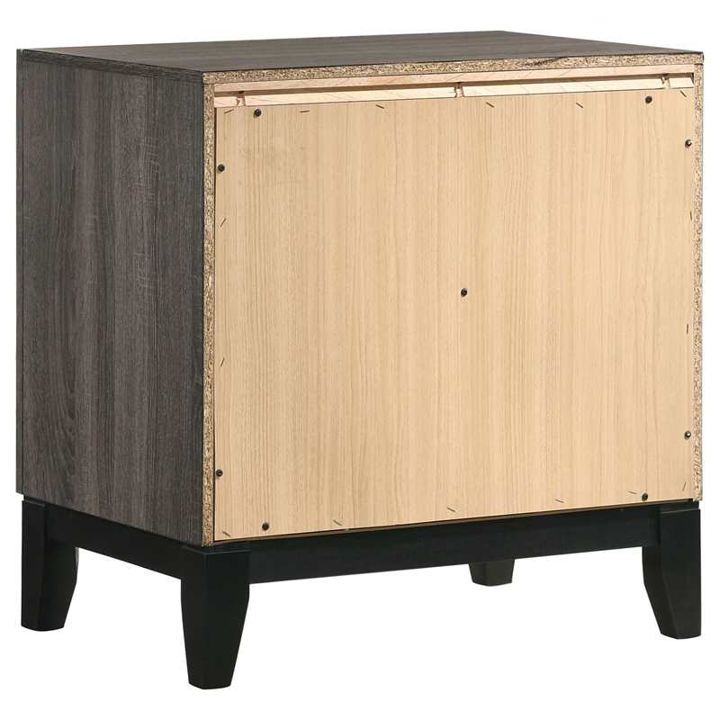 Stonecroft Columbus 2 Drawer Nightstand in Gray Oak and Black