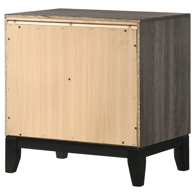 Stonecroft Columbus 2 Drawer Nightstand in Gray Oak and Black