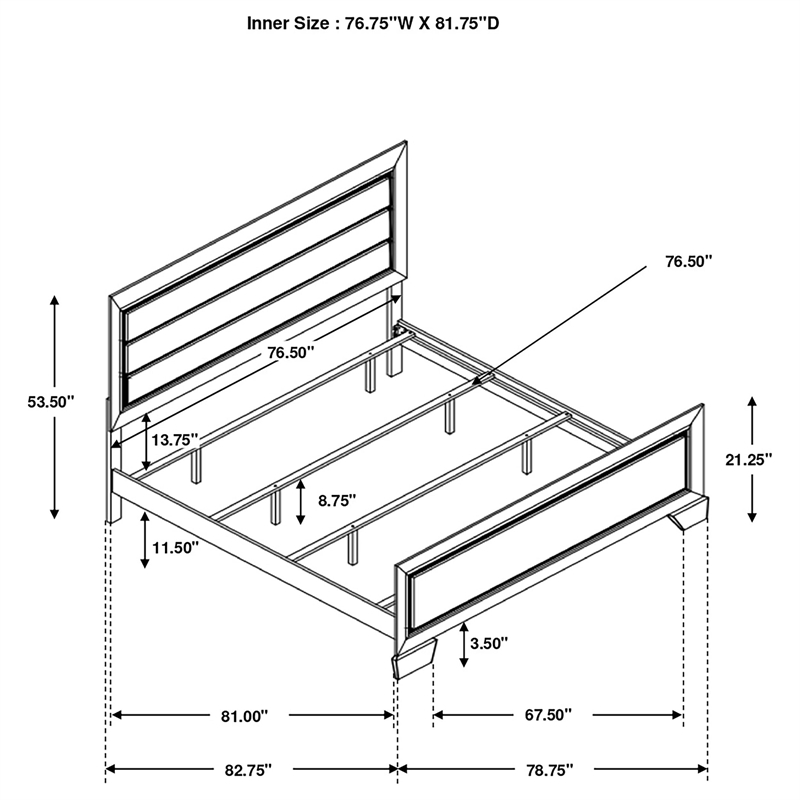 Stonecroft Furniture Wood Dark Cocoa King Panel Bed Rectangular 53.5