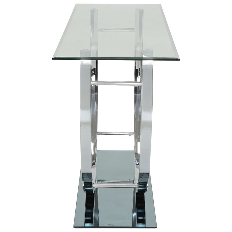 Stonecroft Furniture U Shaped Glass Top Console Table in Chrome