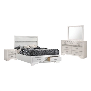 Stonecroft Furniture Asian Hardwood White Queen Bedroom Set Rectangular Storage