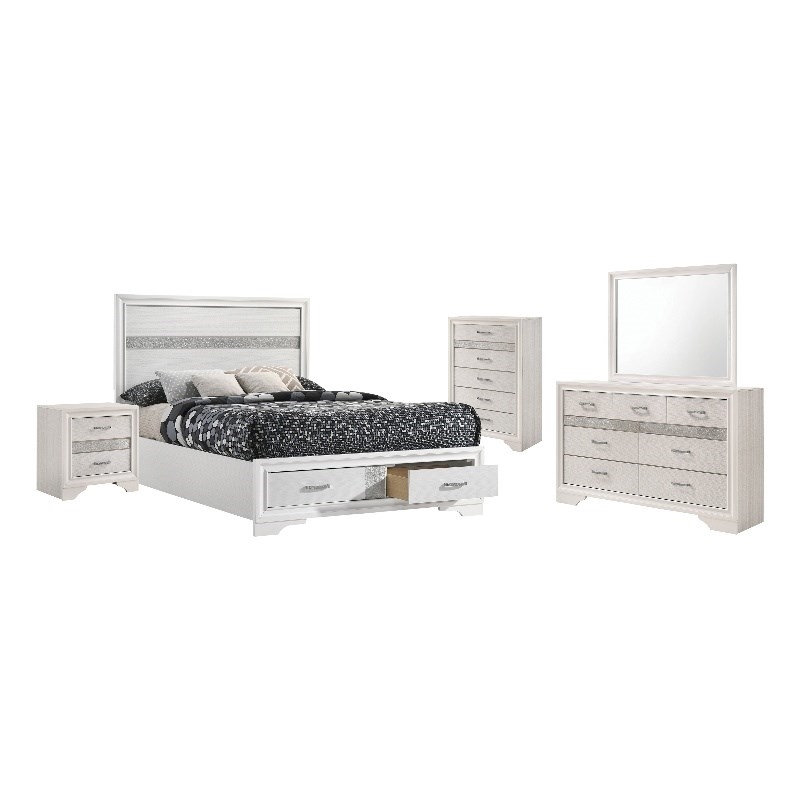 Stonecroft Furniture Wood White Queen Bedroom Set Storage