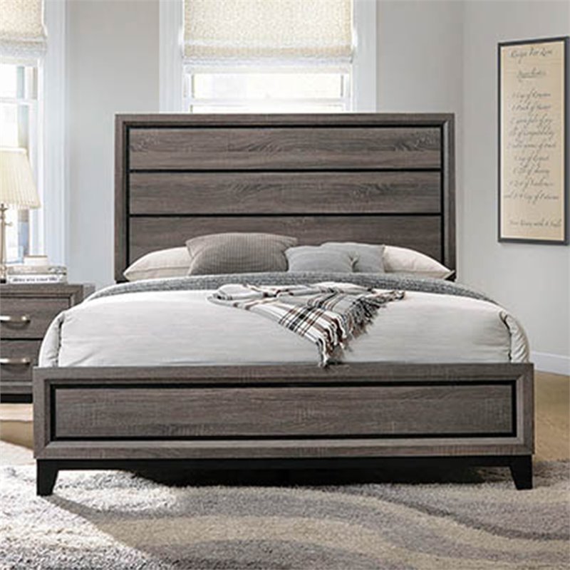 Stonecroft Furniture Gray Oak Bedroom Set Traditional 5-Piece Queen